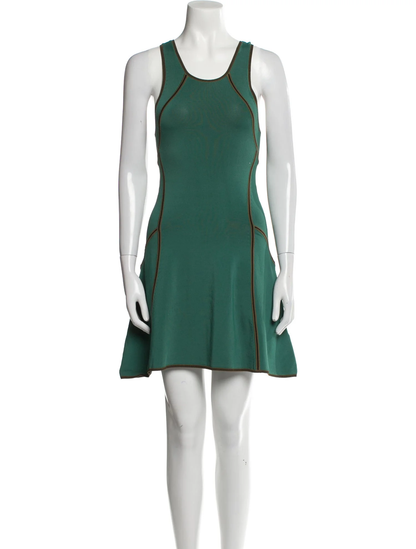 Scoop Neck Mini Dress - Green