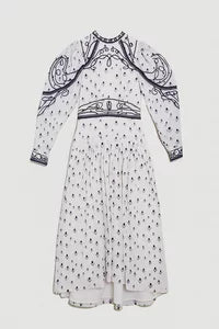 Embroidered Cornelli Tape Woven Dress