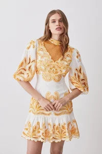 Cutwork Embroidered Woven Mini Dress