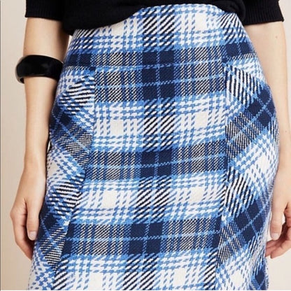 Plaid Pencil Skirt - Blue