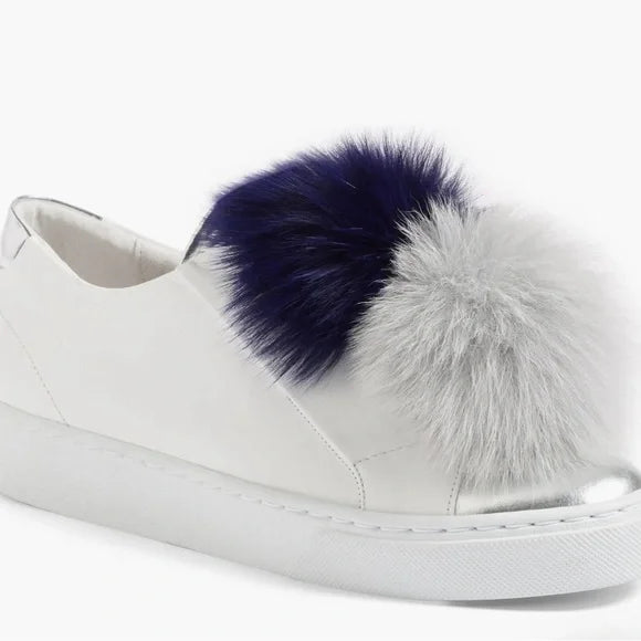 Pom Pom Platform Slip On Sneakers - White